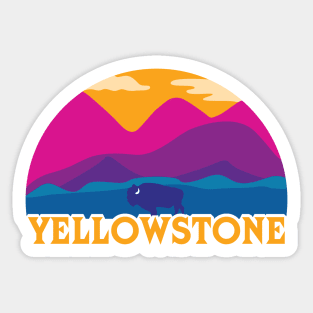 Yellowstone National Park Bison Sunset Sticker